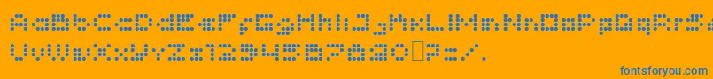 Imajix16Dot-Schriftart – Blaue Schriften auf orangefarbenem Hintergrund