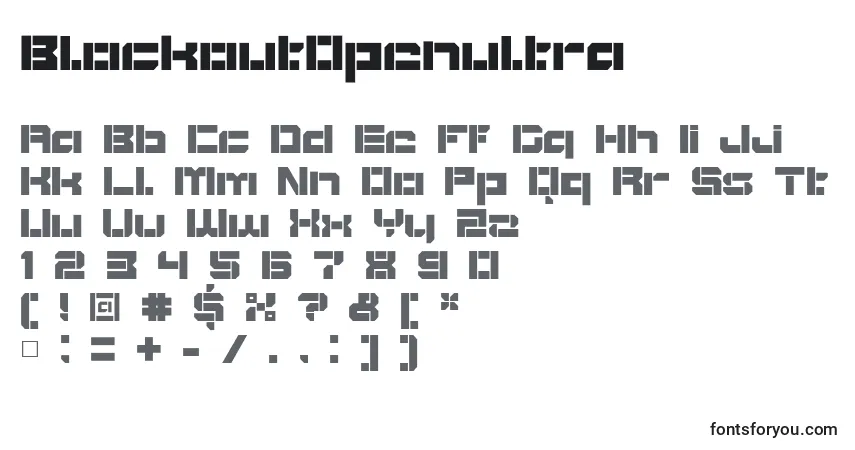 Шрифт BlockoutOpenultra – алфавит, цифры, специальные символы