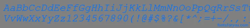 Fonte ErKurierMacItalic – fontes azuis em um fundo cinza