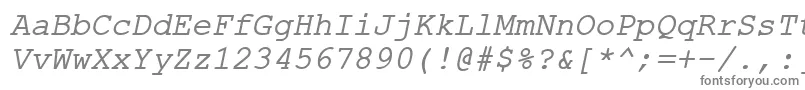 フォントErKurierMacItalic – 白い背景に灰色の文字