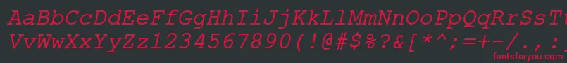 フォントErKurierMacItalic – 黒い背景に赤い文字