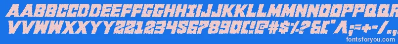 Kcommandoital Font – Pink Fonts on Blue Background