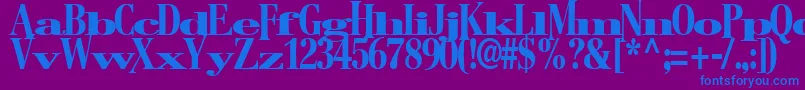 BostonRegularTtstd-Schriftart – Blaue Schriften auf violettem Hintergrund