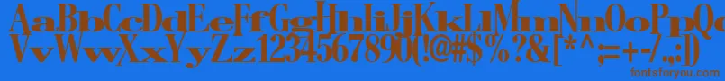 フォントBostonRegularTtstd – 茶色の文字が青い背景にあります。