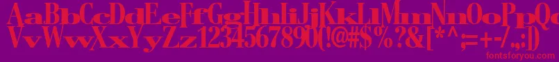 フォントBostonRegularTtstd – 紫の背景に赤い文字
