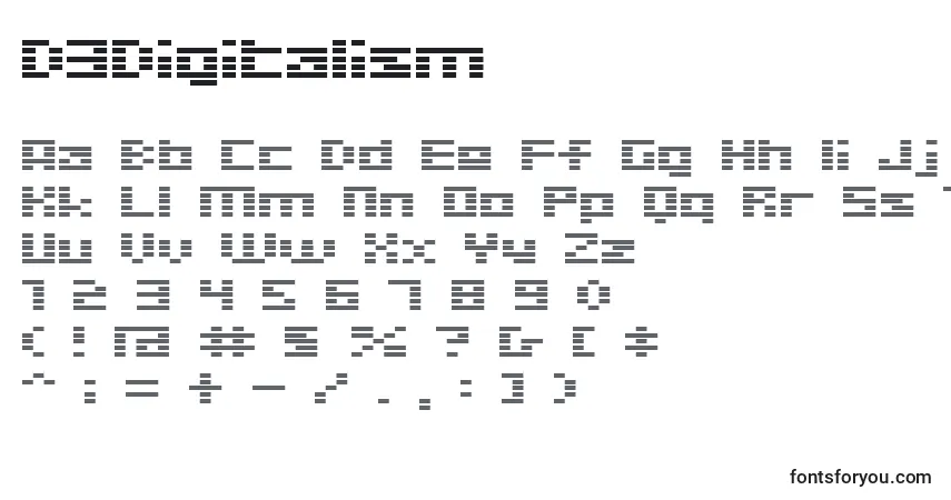 D3Digitalism-fontti – aakkoset, numerot, erikoismerkit