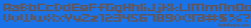 D3Digitalism-Schriftart – Braune Schriften auf blauem Hintergrund