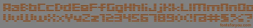 フォントD3Digitalism – 茶色の文字が灰色の背景にあります。