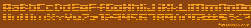 フォントD3Digitalism – オレンジ色の文字が茶色の背景にあります。