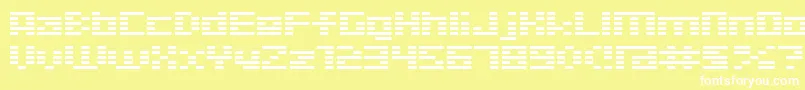 D3Digitalism-Schriftart – Weiße Schriften auf gelbem Hintergrund