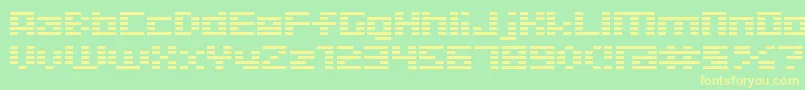 フォントD3Digitalism – 黄色の文字が緑の背景にあります