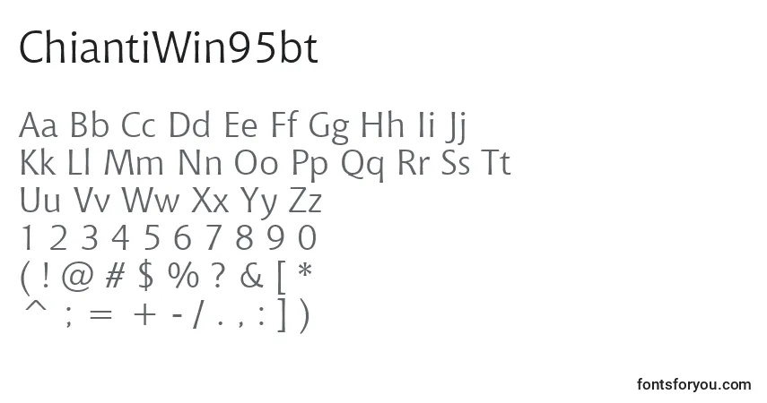 Czcionka ChiantiWin95bt – alfabet, cyfry, specjalne znaki