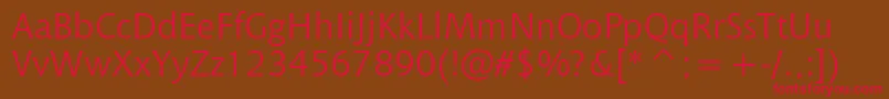 フォントChiantiWin95bt – 赤い文字が茶色の背景にあります。