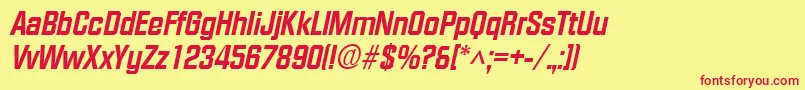 FacetextraboldItalic Font – Red Fonts on Yellow Background