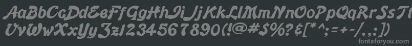 BannerBold-fontti – harmaat kirjasimet mustalla taustalla
