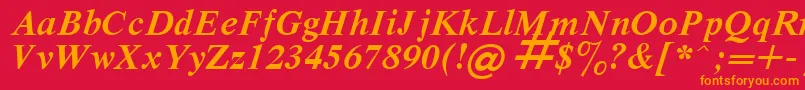 フォントRespectBoldItalic – 赤い背景にオレンジの文字