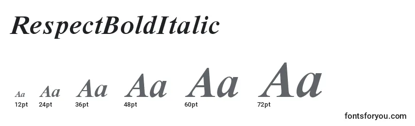 Größen der Schriftart RespectBoldItalic