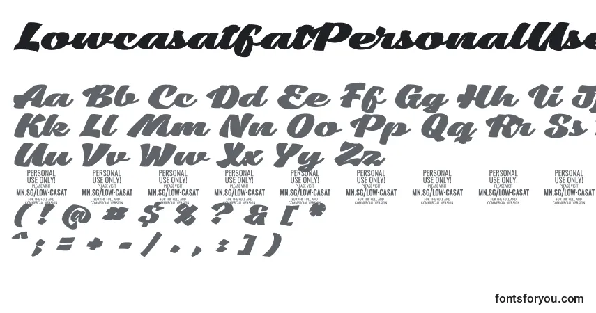 Czcionka LowcasatfatPersonalUse – alfabet, cyfry, specjalne znaki
