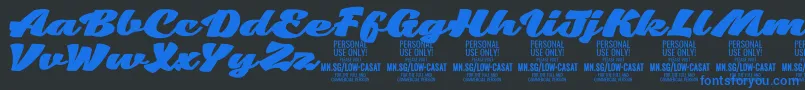 フォントLowcasatfatPersonalUse – 黒い背景に青い文字