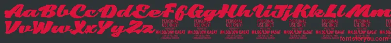 LowcasatfatPersonalUse Font – Red Fonts on Black Background