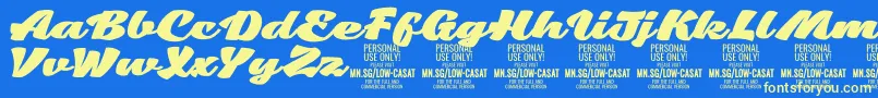 LowcasatfatPersonalUse Font – Yellow Fonts on Blue Background