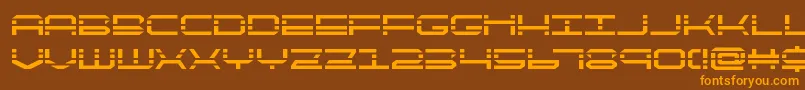 フォントQuickquickBold – オレンジ色の文字が茶色の背景にあります。