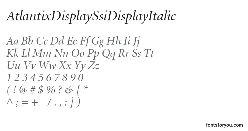 Czcionka AtlantixDisplaySsiDisplayItalic – alfabet, cyfry, specjalne znaki