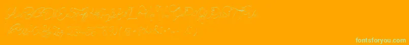 CeciliaScript-Schriftart – Grüne Schriften auf orangefarbenem Hintergrund