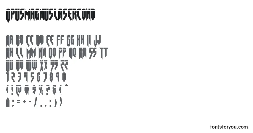 Schriftart Opusmagnuslasercond – Alphabet, Zahlen, spezielle Symbole