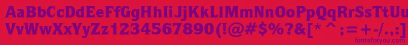 QuorumBlackBt-Schriftart – Violette Schriften auf rotem Hintergrund