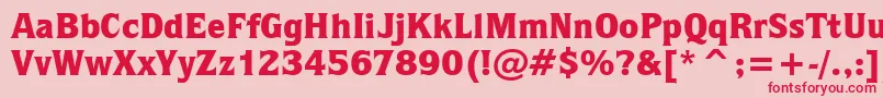 Fonte QuorumBlackBt – fontes vermelhas em um fundo rosa