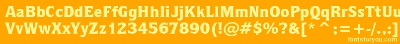 QuorumBlackBt-Schriftart – Gelbe Schriften auf orangefarbenem Hintergrund