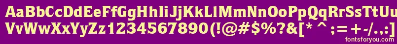 QuorumBlackBt-Schriftart – Gelbe Schriften auf violettem Hintergrund