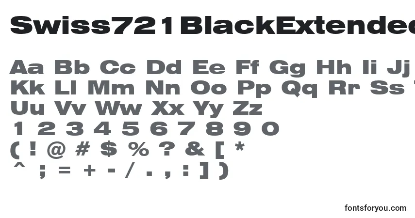 A fonte Swiss721BlackExtendedBt – alfabeto, números, caracteres especiais