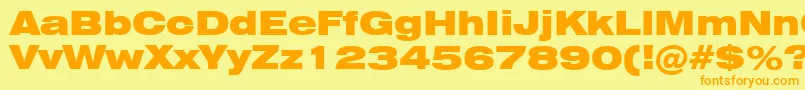 Swiss721BlackExtendedBt Font – Orange Fonts on Yellow Background