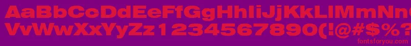 Swiss721BlackExtendedBt Font – Red Fonts on Purple Background