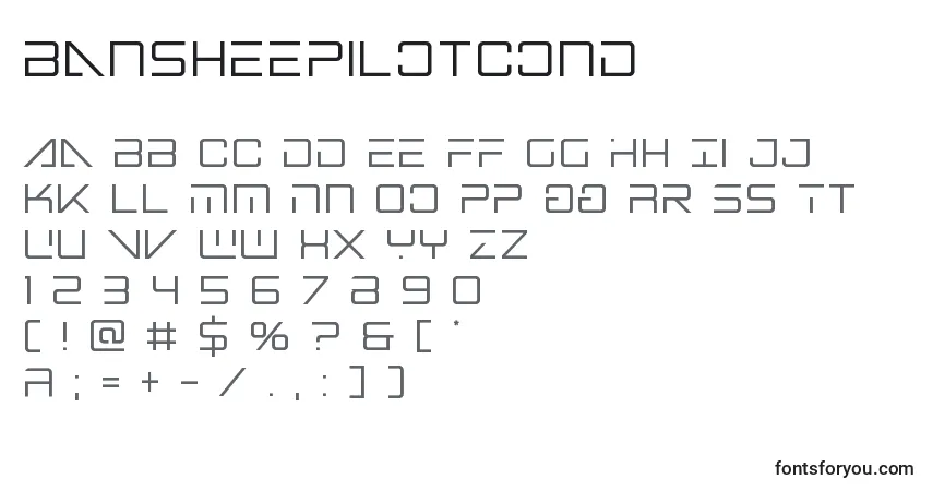 Czcionka Bansheepilotcond – alfabet, cyfry, specjalne znaki