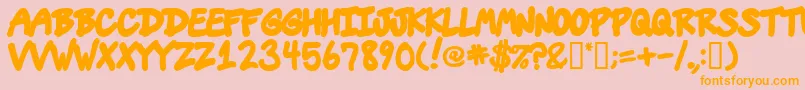 Vins-Schriftart – Orangefarbene Schriften auf rosa Hintergrund