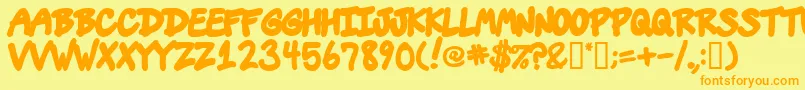 フォントVins – オレンジの文字が黄色の背景にあります。