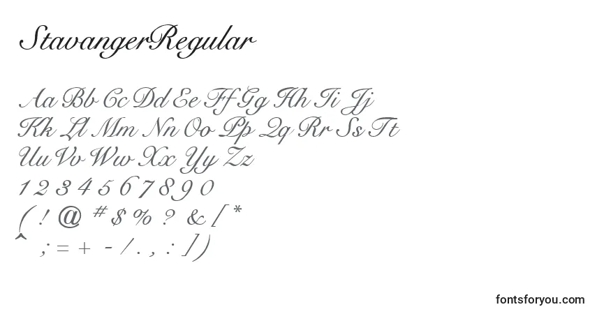 Czcionka StavangerRegular – alfabet, cyfry, specjalne znaki