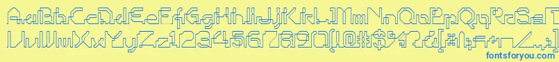 フォントOhiop – 青い文字が黄色の背景にあります。