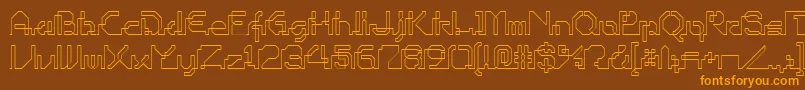 フォントOhiop – オレンジ色の文字が茶色の背景にあります。