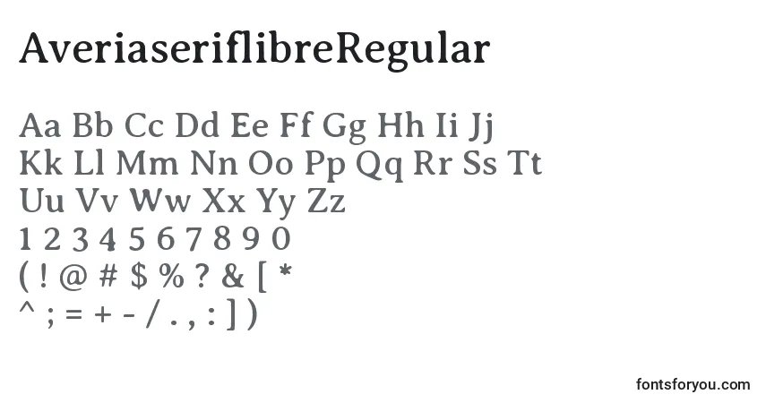 Schriftart AveriaseriflibreRegular – Alphabet, Zahlen, spezielle Symbole