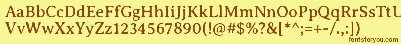 AveriaseriflibreRegular-fontti – ruskeat fontit keltaisella taustalla
