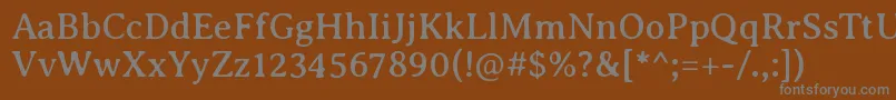 AveriaseriflibreRegular-fontti – harmaat kirjasimet ruskealla taustalla