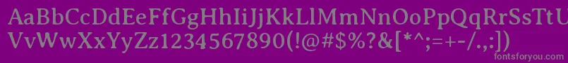 AveriaseriflibreRegular-fontti – harmaat kirjasimet violetilla taustalla