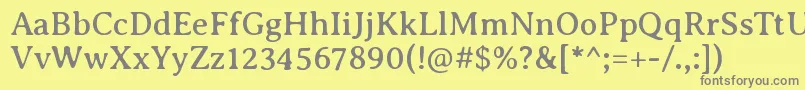 AveriaseriflibreRegular-fontti – harmaat kirjasimet keltaisella taustalla