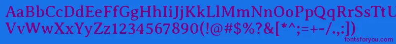 AveriaseriflibreRegular-Schriftart – Violette Schriften auf blauem Hintergrund