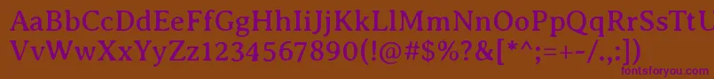 AveriaseriflibreRegular Font – Purple Fonts on Brown Background