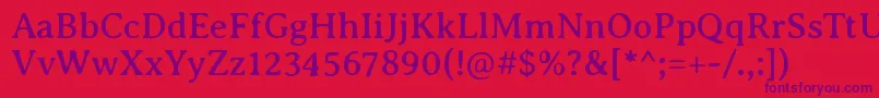 AveriaseriflibreRegular-Schriftart – Violette Schriften auf rotem Hintergrund